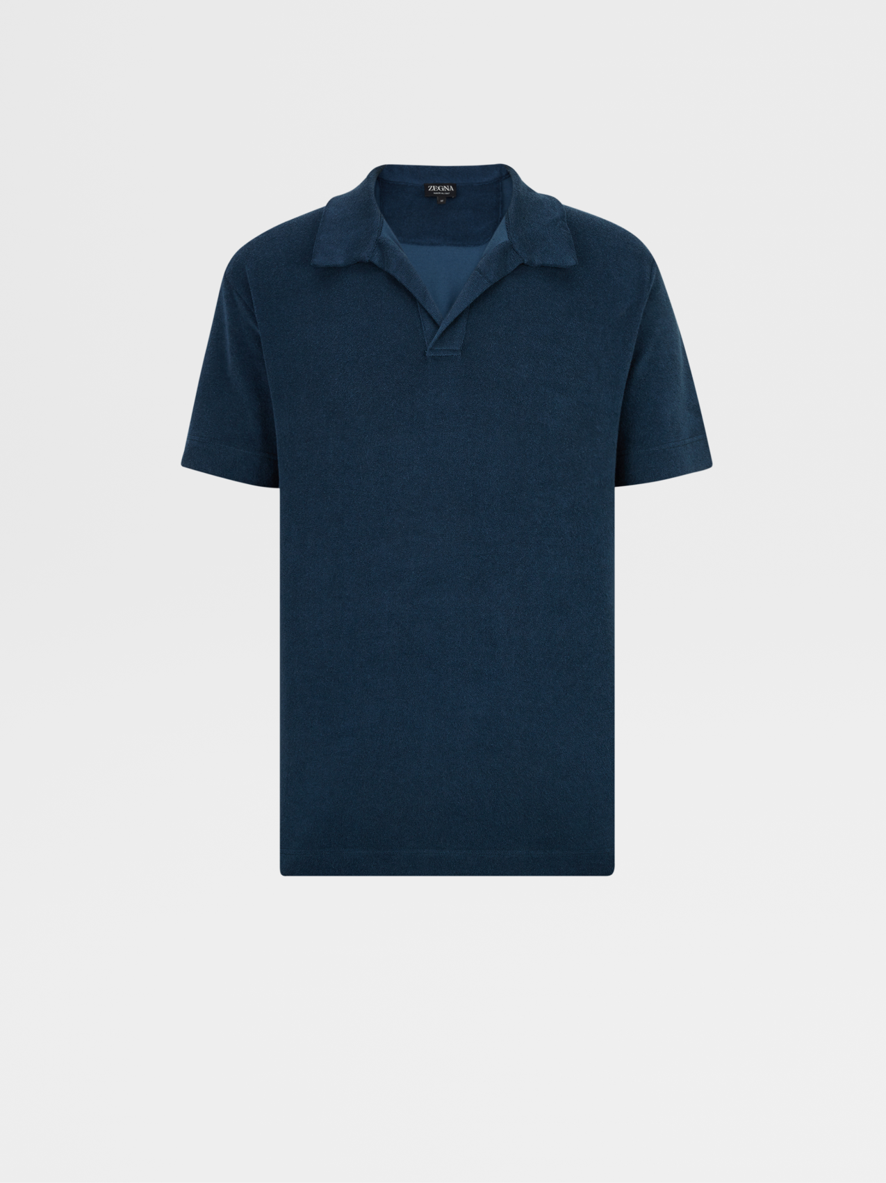 Blue Cotton and Lyocell Blend Short-sleeve Polo